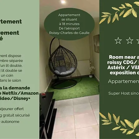 Cosy Proche Roissy Cdg Asterix Disneyland Paris Apartment *